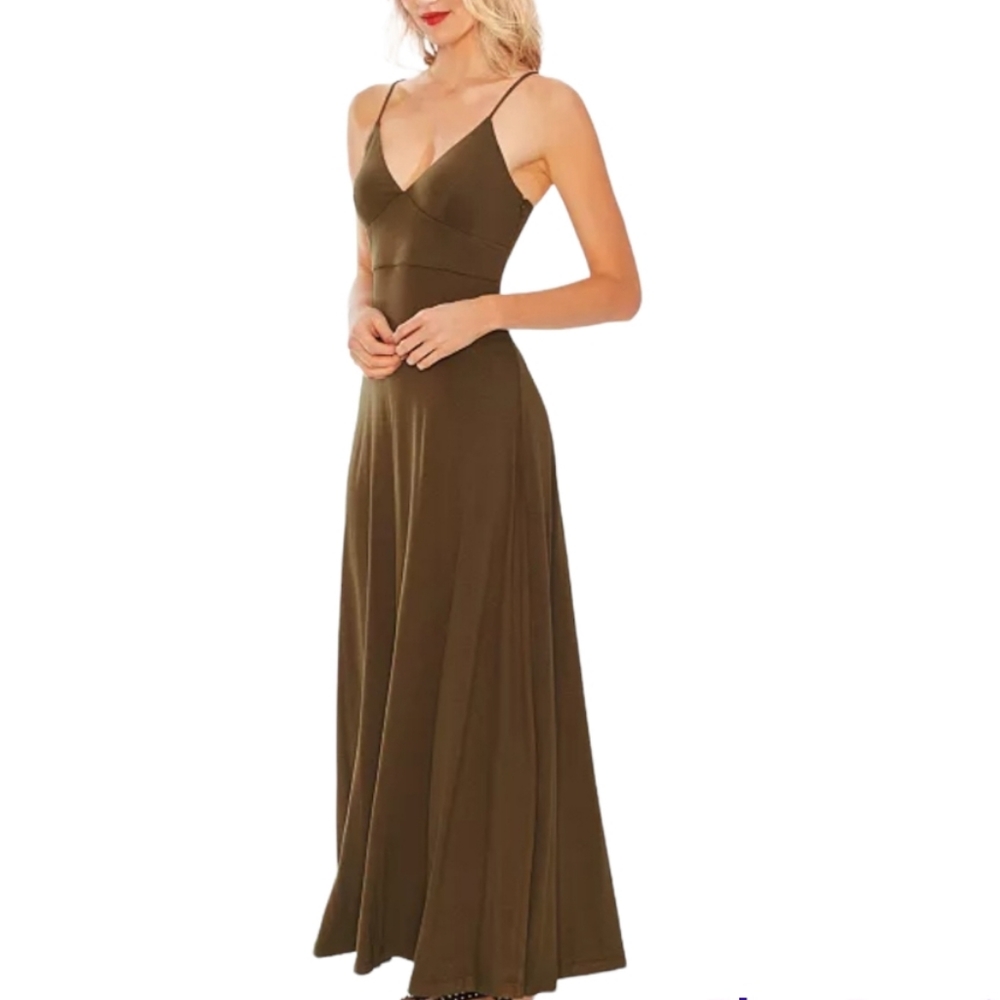 Vince Camuto Green Oasis V Neck Maxi Dress Size L - Picture 1 of 8